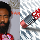 Donald Glover arrives for the 2019 British Academy Britannia (BAFTA) awards on October 25, 2019; Cancel culture symbol.